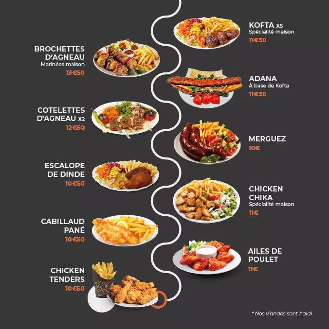 menu AFG food assiettes